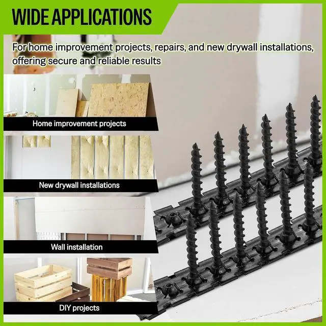 Alt view image 6 of 7 - Collated Drywall Screws, #6 x 1-1/4" Coarse Thread Wood Screws for Drywall Screw Gun, Phosphate Finish Black Screws for Drywall to Wood (1,000 Counts)