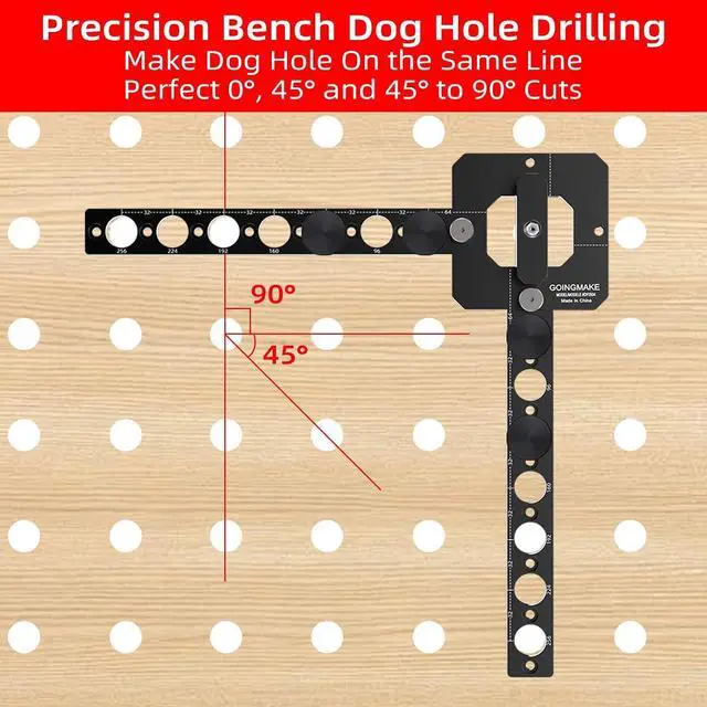 Alt view image 3 of 7 - Portable Drill Guide for Drilling 3/4" Work Bench Dog Holes, Workbench Dog Hole Drill Template for Building MFT Table Top, Workbench Top, Work Table, Cutting Boards and Portable Workstation
