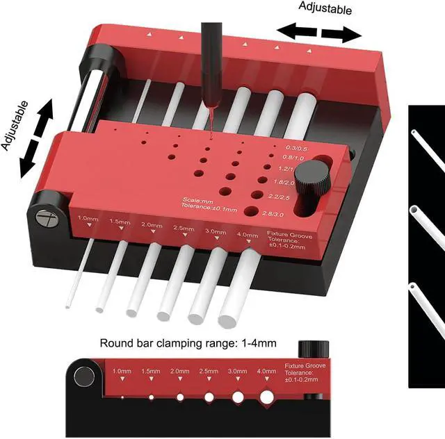 Alt view image 2 of 5 - Round Rod Center Locator Drill Guide Jig,Dowel Jig Kit Drill Guide Self Centering Jig Adjustment Punching Hole for Model Building Tool, Figure DIY Modification,Crafts on Glue Sticks