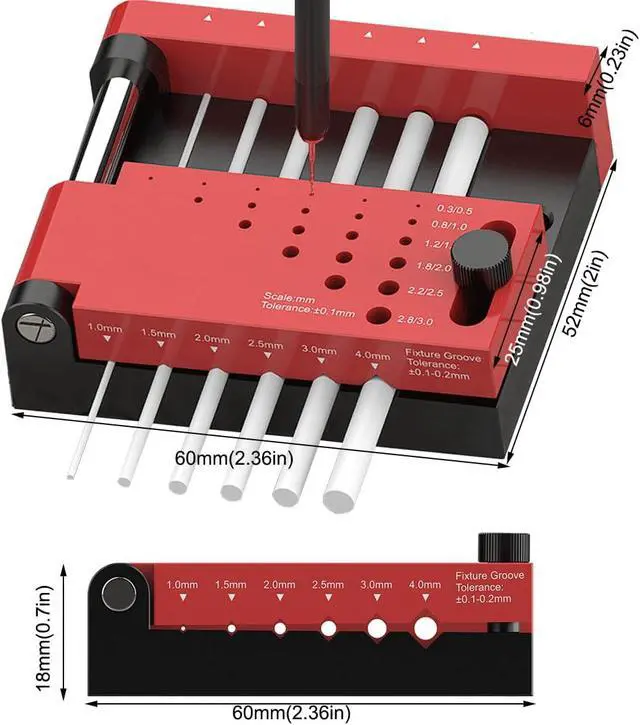 Alt view image 5 of 5 - Round Rod Center Locator Drill Guide Jig,Dowel Jig Kit Drill Guide Self Centering Jig Adjustment Punching Hole for Model Building Tool, Figure DIY Modification,Crafts on Glue Sticks