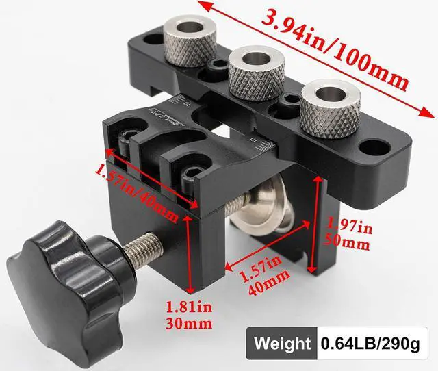 Alt view image 2 of 6 - 3-in-1 Dowel Jig Kit - Pocket Hole Jig with Adjustable Woodworking Drill Locator, 8/10/15mm Bits, Precision Guide for Furniture Assembly, DIY Projects, Durable Aluminum Alloy