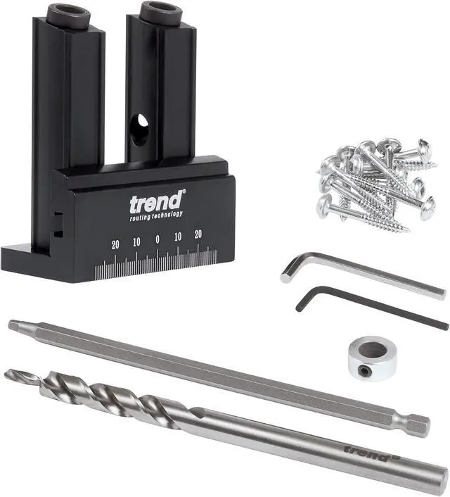 Alt view image 2 of 7 - Mini Twin Pocket Hole Jig with HSS Drill Bit & Depth Setting Collar, Square Drive Bit & Pocket Hole Screws Selection, PH/JIG/M
