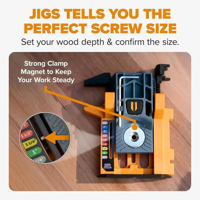 Alt view image 5 of 7 - Mini Pocket Hole Jig Kit Auto-Adjusting Portable Pocket Hole System for Woodworking Best Drill Jig for Angled Holes with Screws Complete Pocket Screw Jig Tool Set