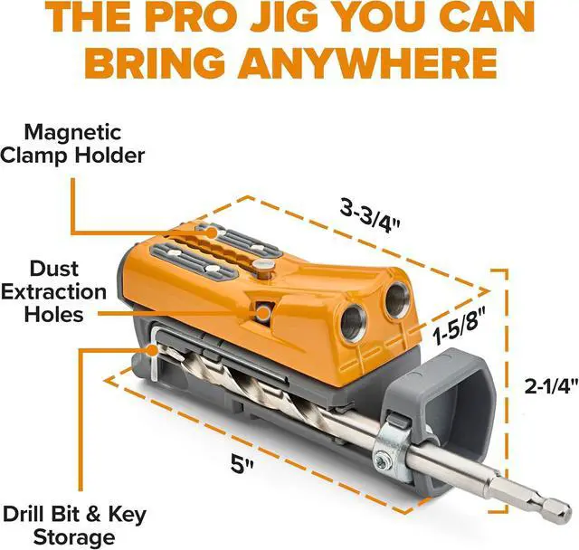 Alt view image 2 of 7 - Pro Compact Metal Pocket Hole Jig & 50pc Screw Set, Auto Adjusting Drill Guide, Durable Pocket Hole Jig Kit for Woodworking & Tight Spaces - For Materials 1/2 inch to 1 1/2 inch Thick