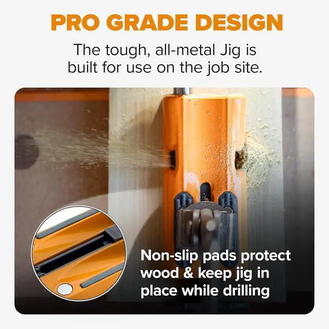 Alt view image 5 of 7 - Pro Compact Metal Pocket Hole Jig & 50pc Screw Set, Auto Adjusting Drill Guide, Durable Pocket Hole Jig Kit for Woodworking & Tight Spaces - For Materials 1/2 inch to 1 1/2 inch Thick