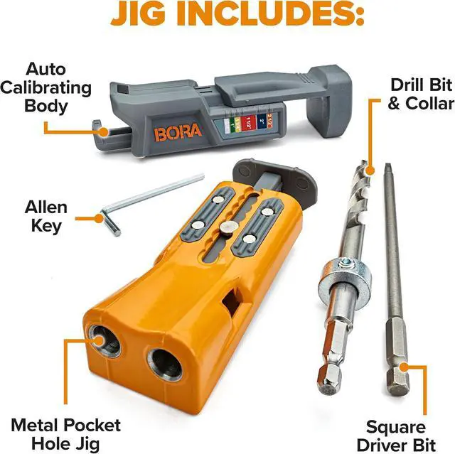 Alt view image 7 of 7 - Pro Compact Metal Pocket Hole Jig & 50pc Screw Set, Auto Adjusting Drill Guide, Durable Pocket Hole Jig Kit for Woodworking & Tight Spaces - For Materials 1/2 inch to 1 1/2 inch Thick