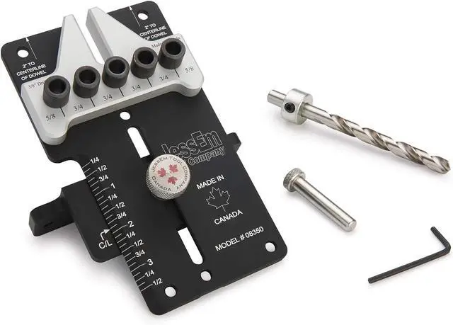 Main image of 08350 3/8" Dowelling Jig Precision Woodworking Joinery Tool with Main Body, Angle Guides and Hardened Drill Bushings