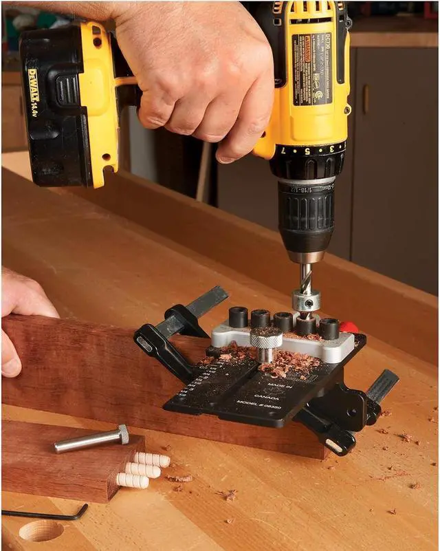 Alt view image 3 of 5 - 08350 3/8" Dowelling Jig Precision Woodworking Joinery Tool with Main Body, Angle Guides and Hardened Drill Bushings