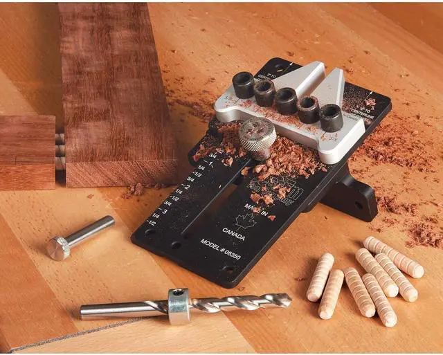 Alt view image 5 of 5 - 08350 3/8" Dowelling Jig Precision Woodworking Joinery Tool with Main Body, Angle Guides and Hardened Drill Bushings