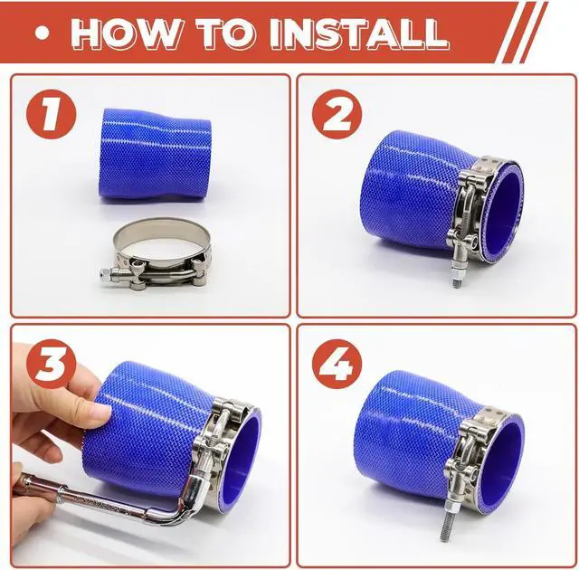 Alt view image 5 of 7 - 24 Pack 12 Size T-Bolt Hose Clamps, Stainless Steel_304 Working Range 28mm-116mm for 0.75" -4'' Hose ID, Turbo Intake Intercooler Clamp for Automotive