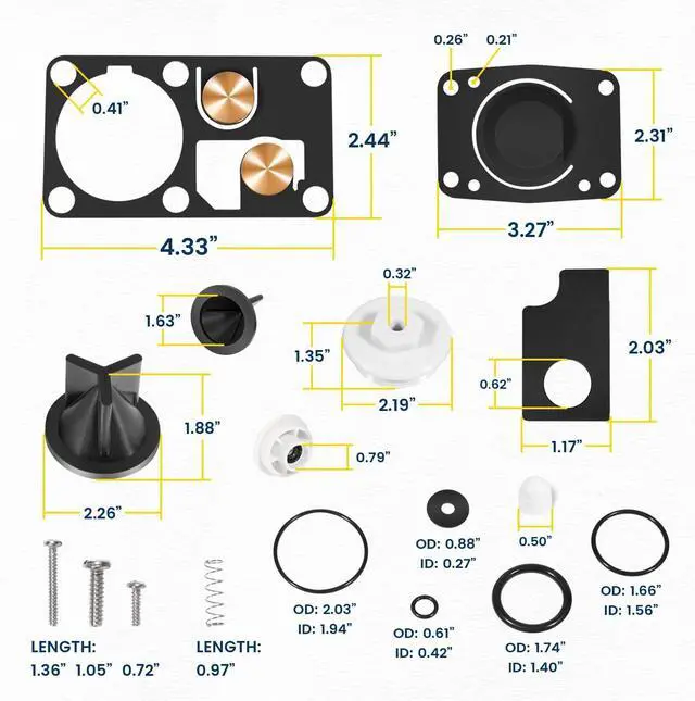 Alt view image 7 of 7 - Replacement for Jabsco 29045-2000 Marine Manual Toilet Service Kit Fit for 29090-2 & 29120-2 Series Toilet (1998 to 2007)