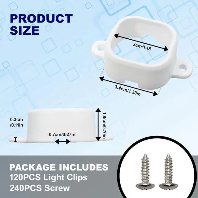 Alt view image 2 of 7 - 120 Pcs Light Clips for Govee Outdoor Lights H706 with 240 Screws, Mounting Brackets for Govee Pro Permanent Outdoor Lights Extension, Install Firmly, No Adhesive Needed(White)