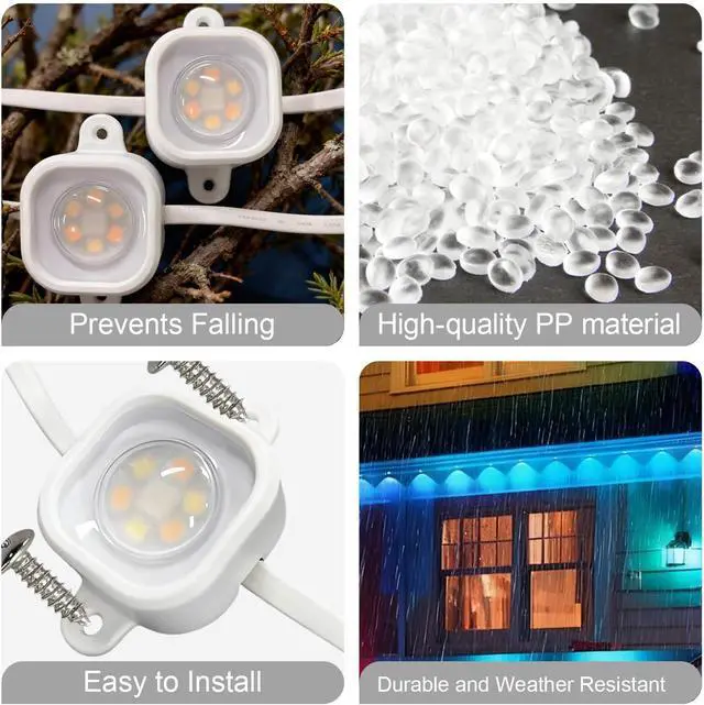 Alt view image 5 of 7 - 120 Pcs Light Clips for Govee Outdoor Lights H706 with 240 Screws, Mounting Brackets for Govee Pro Permanent Outdoor Lights Extension, Install Firmly, No Adhesive Needed(White)
