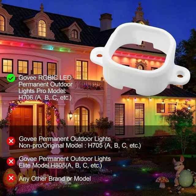 Alt view image 3 of 7 - 120 Pcs Light Clips for Govee Outdoor Lights H706 with 240 Screws, Mounting Brackets for Govee Pro Permanent Outdoor Lights Extension, Install Firmly, No Adhesive Needed(White)