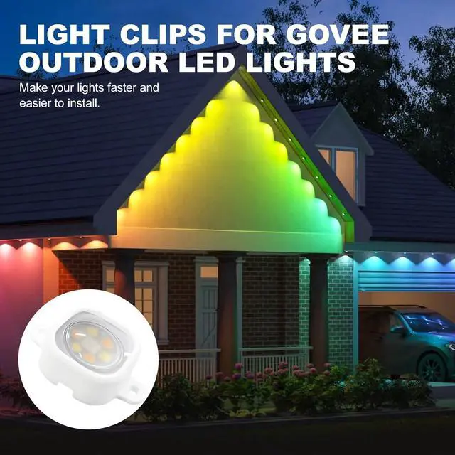 Alt view image 7 of 7 - 120 Pcs Light Clips for Govee Outdoor Lights H706 with 240 Screws, Mounting Brackets for Govee Pro Permanent Outdoor Lights Extension, Install Firmly, No Adhesive Needed(White)