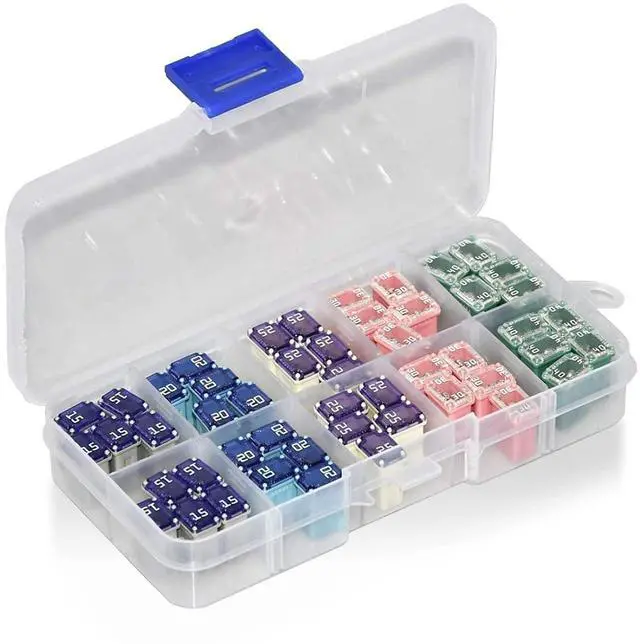 Main image of 50 Pack Automotive MCASE Mini Box Shaped Cartridge Fuse Kit for Cars, Trucks, and SUVs(15a 20a 25a 30a 40a Each 10 Pcs)