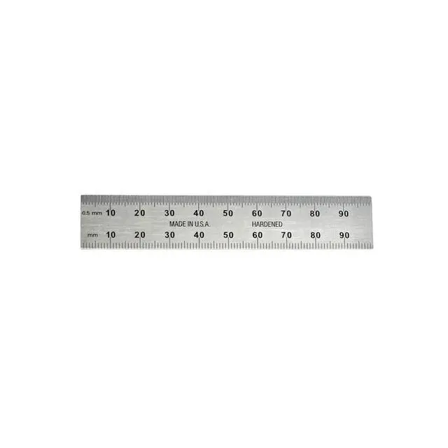 Alt view image 2 of 7 - Metric Reading Pocket Double Square- Cast Iron Head, 100mm Blade with Satin Chrome Finish, Made in USA