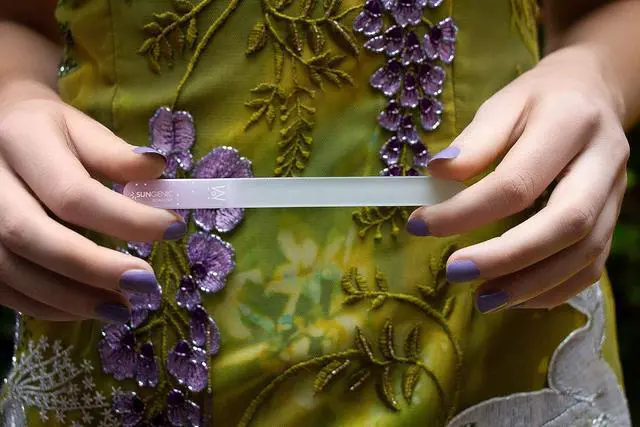 Alt view image 2 of 7 - Czech Crystal Glass Nail File 3 Pack in Suede Sleeves - Professional Manicure & Pedicure Products for Smooth Easy Shaping of Natural Nails - Ideal Nail Care Gift