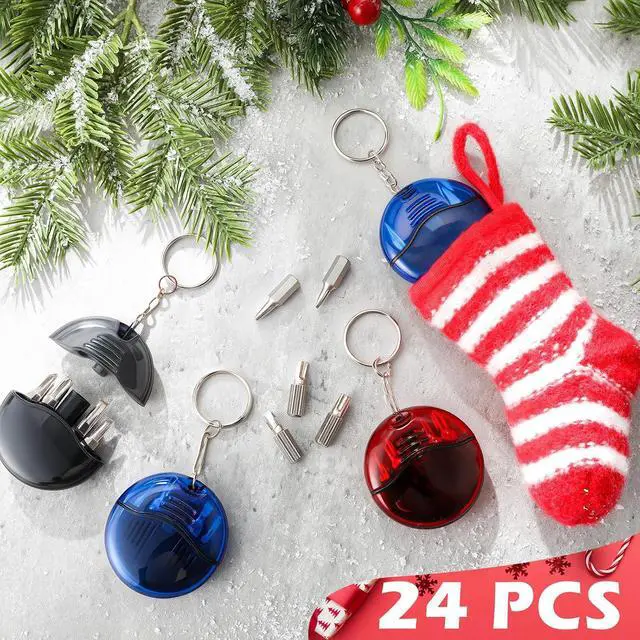 Alt view image 7 of 7 - 24 Pcs 4 in 1 Mini Screwdriver Keychain Set Dad Stocking Stuffers Bulk for Men Multitool Pocket Screwdriver Keychain Kit for Xmas Party Favor Birthday Gift Goodie Bag Filler (Red,Blue,Black)