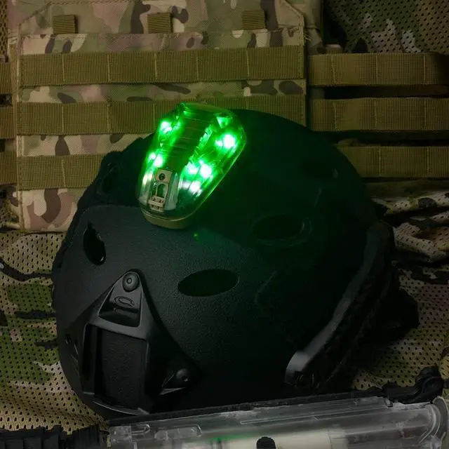 Alt view image 2 of 6 - Tactical Helmet Signal Light Optional 4 Modes with Visible LED + IR Constant-on/Strobe, Waterproof Ladybird Survival Identification Lamp for Outdoor Sports