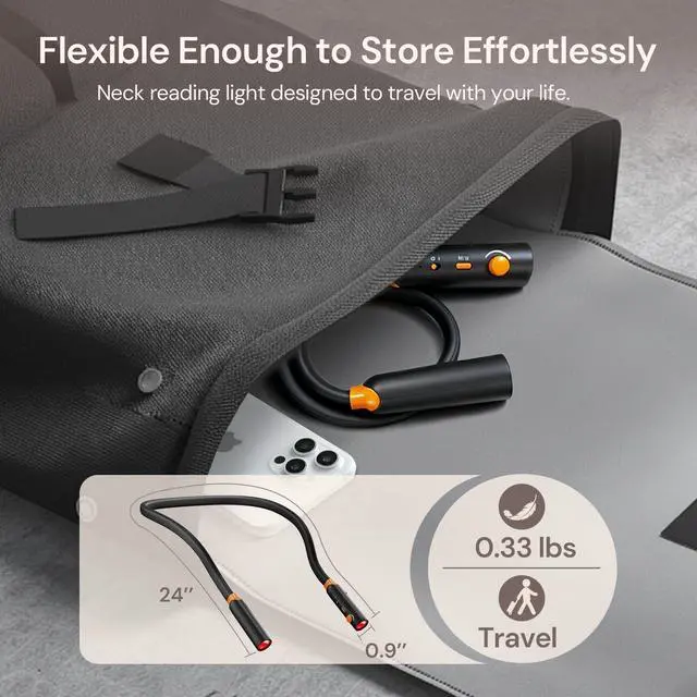 Alt view image 7 of 7 - Neck Reading Light, Rechargeable Book Light for Reading at Night, 660nm Red Light & White Modes, Flexible 360° Bendable, Lightweight for Reading, Travel, Eye Care, Better Sleep & Recovery