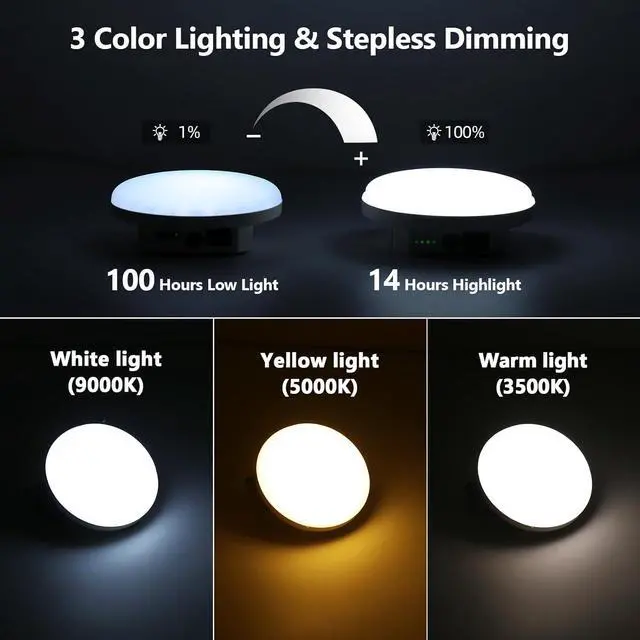 Alt view image 2 of 6 - Camping Hanging Tent Light Emergency Power Outage Lantern Home Use 5000LM 3 Color Modes IPX5 Waterproof Outdoor Walking Rock Climbing Work Rechargeable Camping Light for Emergency & Gift