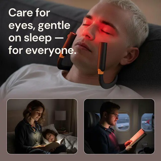 Alt view image 2 of 7 - Neck Reading Light, Rechargeable Book Light for Reading at Night, 660nm Red Light & White Modes, Flexible 360° Bendable, Lightweight for Reading, Travel, Eye Care, Better Sleep & Recovery