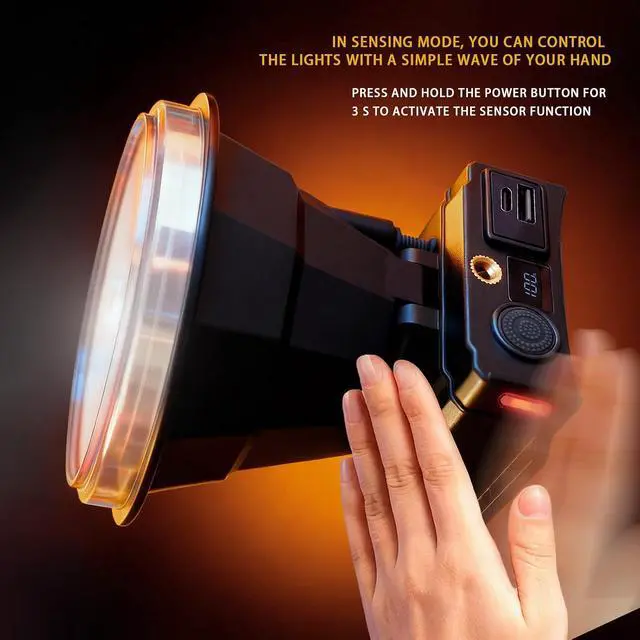 Alt view image 3 of 7 - Ultra Bright LED Headlamp, 1000 Lumens Spotlight with Motion Sensor, Rechargeable with Power Display, 3 Modes, Long Distance Light, USB-C Charging