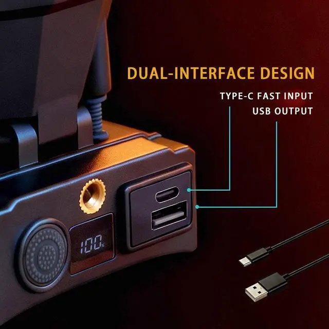 Alt view image 5 of 7 - Ultra Bright LED Headlamp, 1000 Lumens Spotlight with Motion Sensor, Rechargeable with Power Display, 3 Modes, Long Distance Light, USB-C Charging