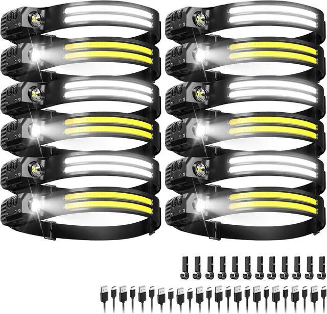 Main image of Rechargeable Headlamps 12 Pack, LED Headlight 230° Ultra Wide Beam, 6 Modes Waterproof Head Lamp, Hands-Free Forehead Light for Camping, Hiking, Running, Outdoor Gear