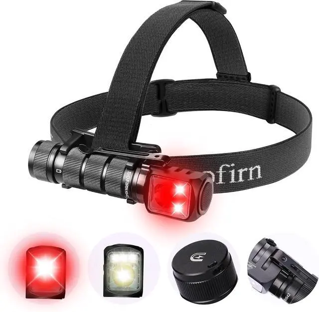 Alt view image 2 of 7 - Rechargeable Headlamp HS42 with Red Light Mode, Dual Clip, 2100 Lumen Ultra Bright LED Headlamp Type C Charging Port, IP66 Waterproof for Hiking, Outdoor Camping, and Automotive Maintenance