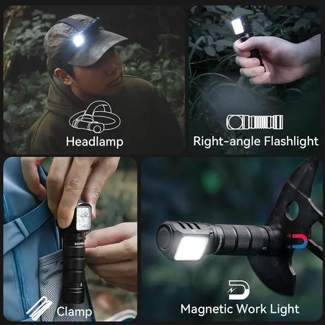 Alt view image 5 of 7 - Rechargeable Headlamp HS42 with Red Light Mode, Dual Clip, 2100 Lumen Ultra Bright LED Headlamp Type C Charging Port, IP66 Waterproof for Hiking, Outdoor Camping, and Automotive Maintenance