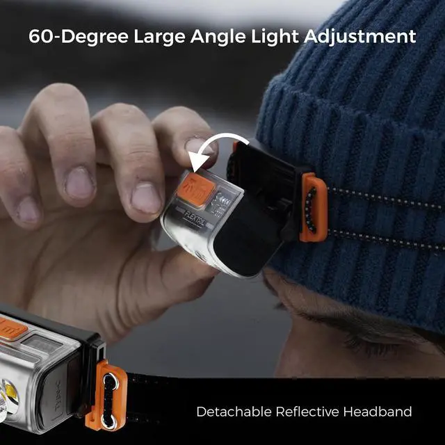 Alt view image 4 of 7 - 1-600 Lumen Ultra Bright Lightweight Headlamp, USB-C Rechargeable Outdoor Headlamp with White Red Light, Adjustable Headband for Camping, Back Packing, Hiking, Fishing
