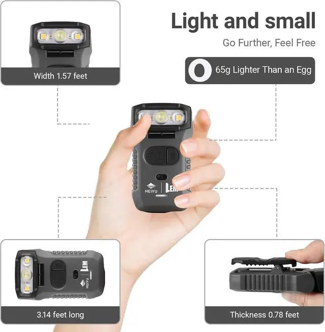 Alt view image 6 of 7 - Rechargeable Cap Lights Clip Hat with Motion Sensor & Magnetic Base - 170° Adjustable Head, 633LM Red/Yellow/White Hands-Free Light for Camping, Running, Fishing (IP68 Waterproof)