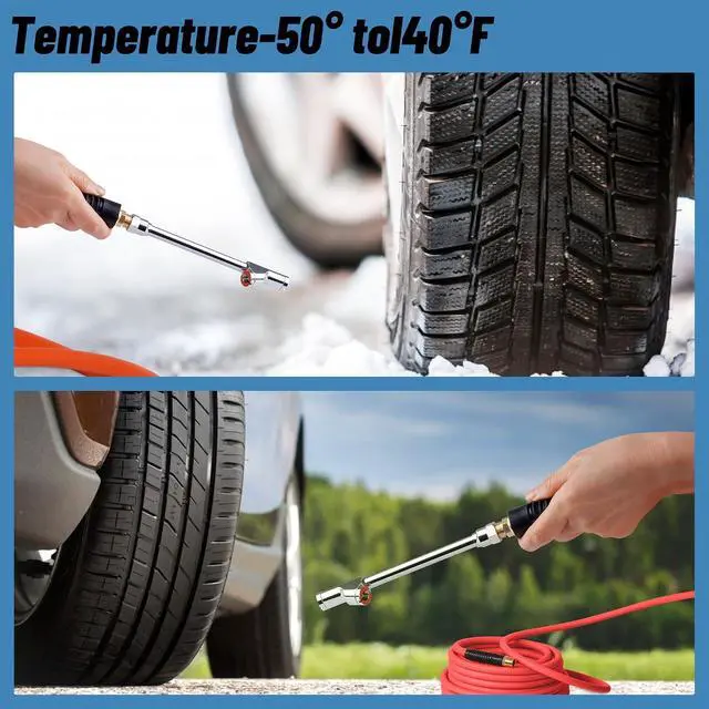 Alt view image 7 of 7 - Truck Tire Inflator Kit, 3/8 x 50FT Hybrid Air Hose with 1/4" Chuck and 1/2" NPT Universal Gladhand Connection