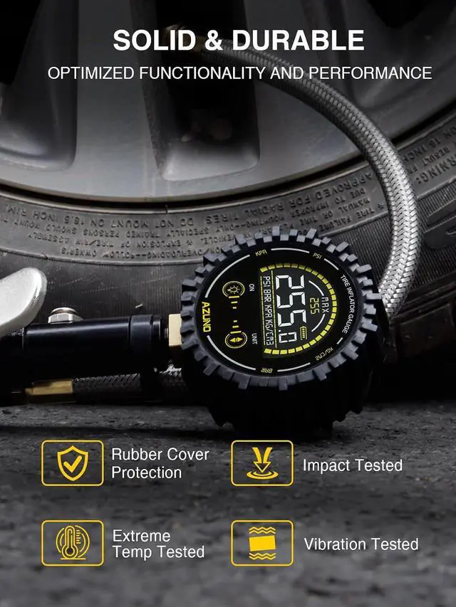 Alt view image 7 of 7 - Digital Tire Inflator Gauge 255 PSI, Heavy Duty Tire Pressure Gauge with Air Chuck, Steel Braided Hose, Quick Connect Coupler & Case for Truck RV Trailer