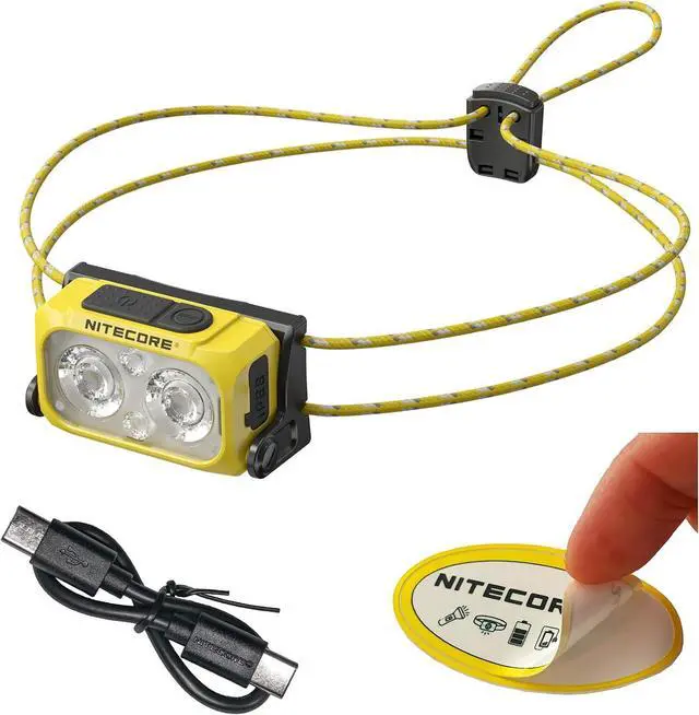 Main image of NU25 MCT 400 Lumen Lightweight USB-C Rechargeble Outdoor Headlamp with Multiple Color Temperatures Warm Natural, Cold Lights and Red Light (Elastic Cord, Yellow)