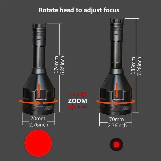 Alt view image 6 of 6 - Spale 700 Yards Dimmable Red Light Flashlight for Night Hunting Flashlight with red Beam