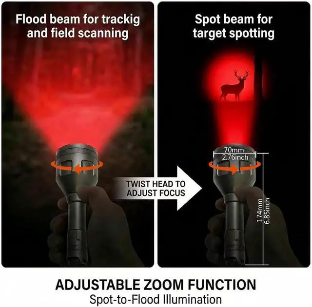 Alt view image 5 of 6 - Spale 700 Yards Dimmable Red Light Flashlight for Night Hunting Flashlight with red Beam
