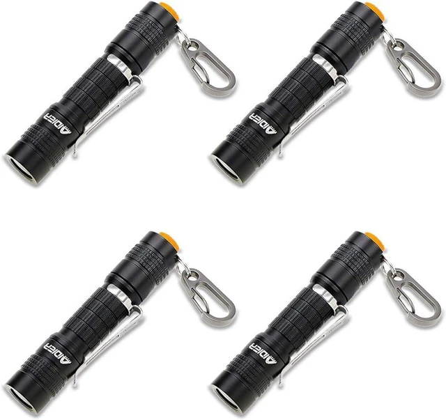 Main image of 4-Pack Ultra-Bright 180lm Compact EDC Keychain LED Flashlight with Battery IPX7 Waterproof, Tail Switch for Camping, Hiking & Outdoor Emergency