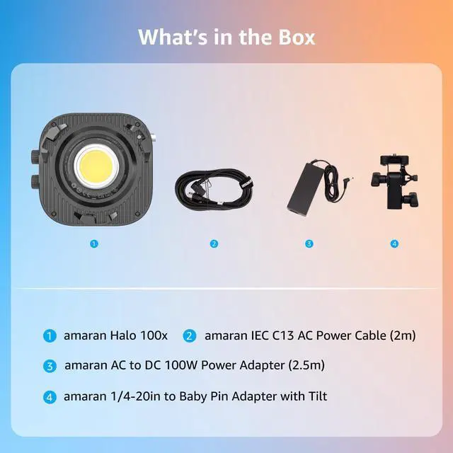 Alt view image 7 of 7 - amaran Halo 100x Portable Video Light,100W Bi-Color COB Light | CRI 96+, TLCI 97+ APP Control 2,700K-6,500K Bowens Mount LED Studio Lighting for YouTube Vlog Recording Photography Light