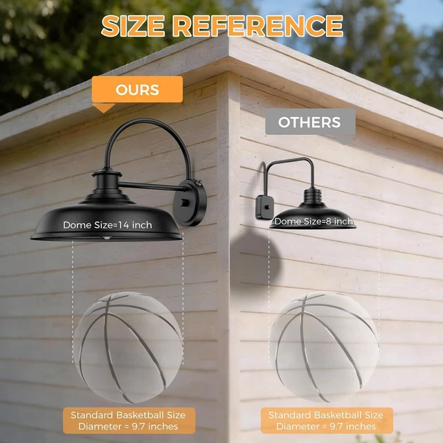 Alt view image 3 of 7 - 14" Dusk to Dawn Outdoor Barn Wall Light Extra Large Gooseneck Lighting