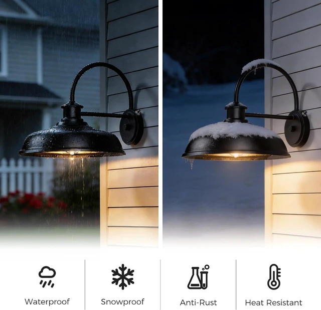 Alt view image 5 of 7 - 14" Dusk to Dawn Outdoor Barn Wall Light Extra Large Gooseneck Lighting