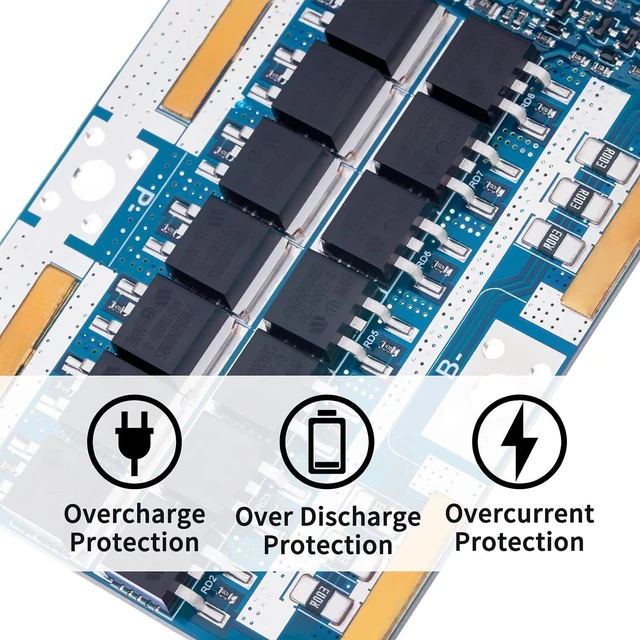 Alt view image 6 of 7 - 24S BMS 72V 50A Lifepo4 Battery Management System PCB Protection Board with Balance Wire and NTC,Ten Functional protections, Common Port, for Lifepo4 Battery Pack (24S 72V 50A)