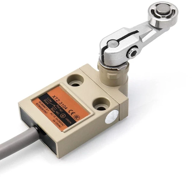 Alt view image 3 of 7 - Waterproof TZ-3104 Limit Switch with Roller Lever Plunger, Momentary SPDT 1NO+1NC, 3m Cable, 2 Pack
