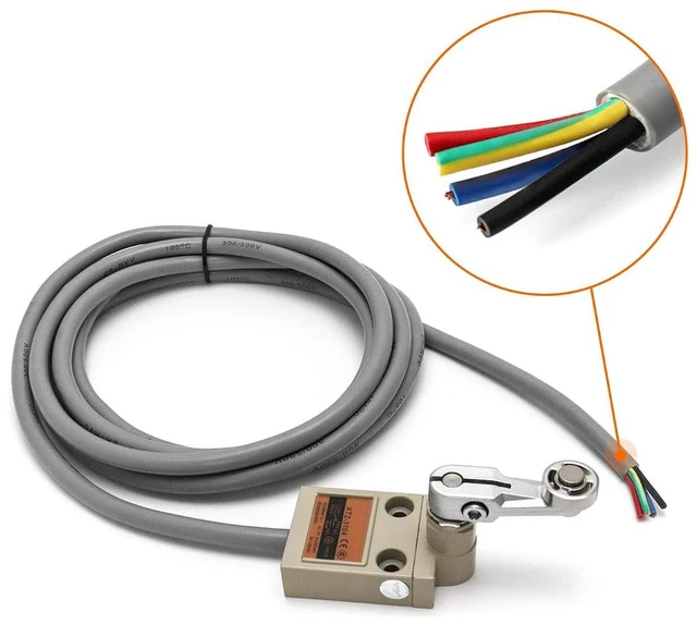 Alt view image 2 of 7 - Waterproof TZ-3104 Limit Switch with Roller Lever Plunger, Momentary SPDT 1NO+1NC, 3m Cable, 2 Pack