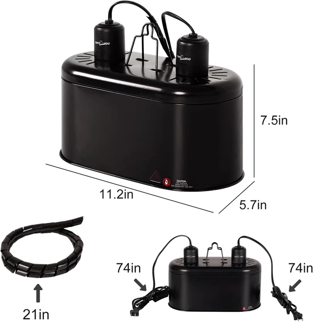 Alt view image 6 of 7 - Dual Reptile Heat Lamp Combo Pack with 100W UVA Basking Light & 26W UVB 5.0 Bulb