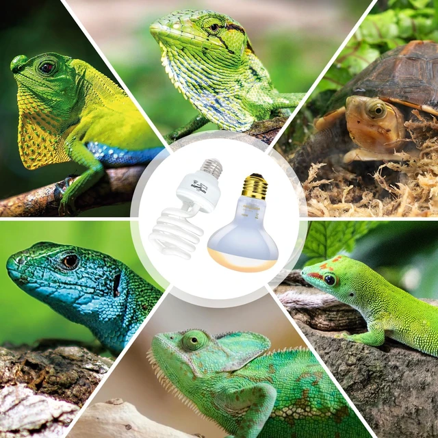 Alt view image 7 of 7 - Dual Reptile Heat Lamp Combo Pack with 100W UVA Basking Light & 26W UVB 5.0 Bulb
