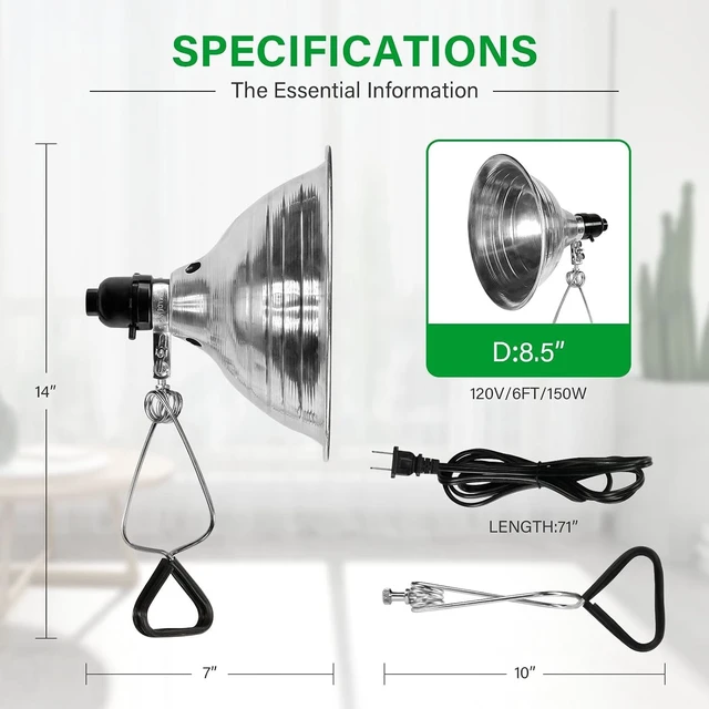 Alt view image 3 of 7 - 6-Pack Clamp Lamp with 8.5 Inch Aluminum Reflector, 150W E26 Max, 6FT Cord