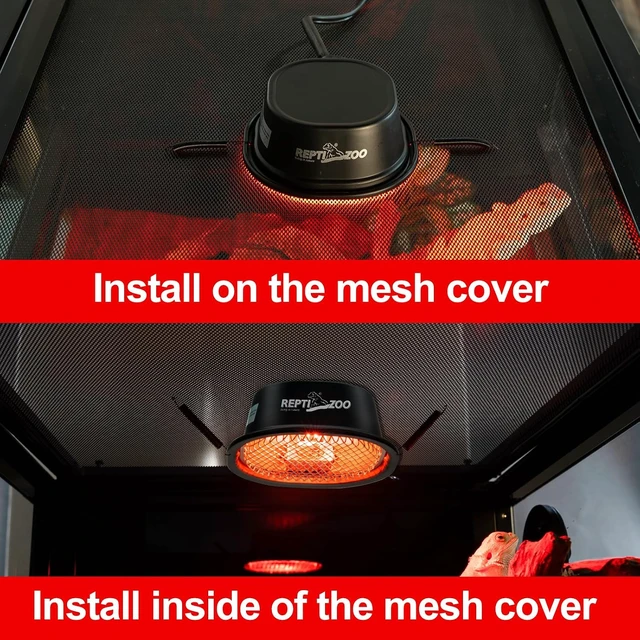Alt view image 5 of 7 - G9 Reptile Infrared Heat Lamp Combo Kit, 50W UVA Basking Red Bulb & Low-Profile Tank Hood